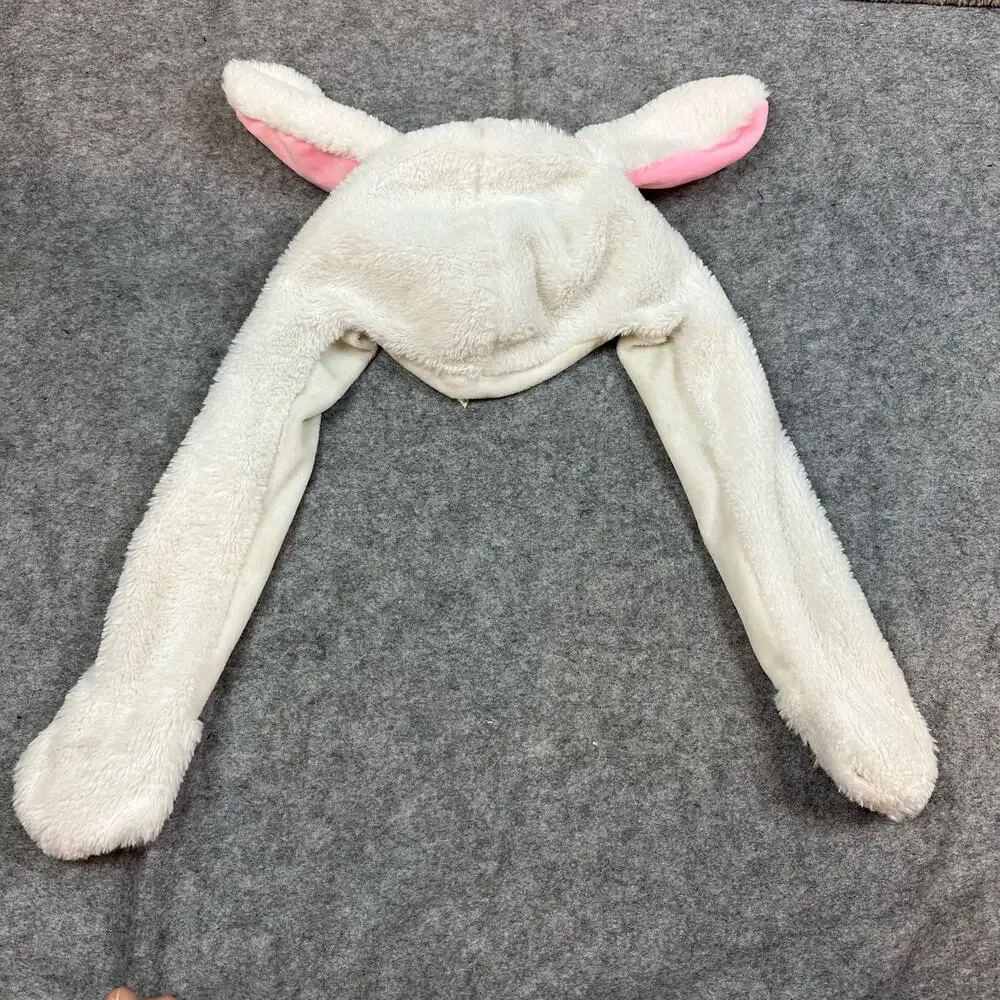 Rabbit Ears Movable Hat Cute Trendy Animal Bunny White Moving Ear Flapping